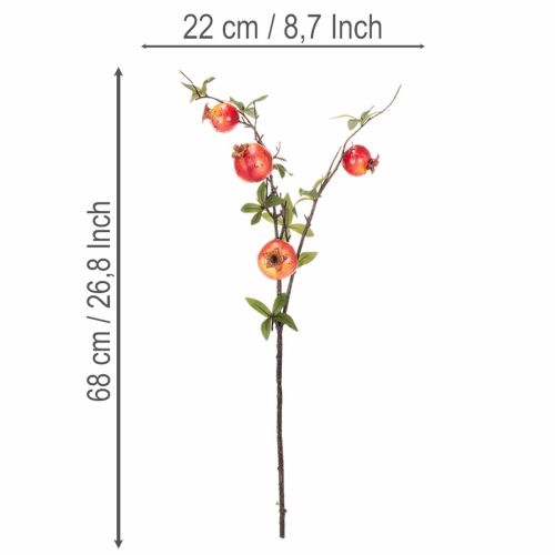 Artificial Pomegranate Branch, 68 cm, Red Fruit for Table Decoration | Floristik24.co.uk