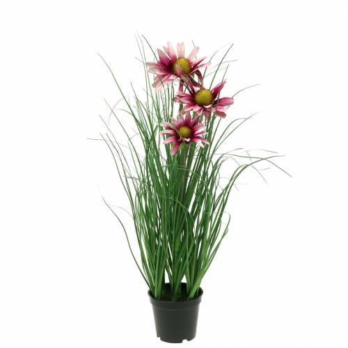 Product Artificial Grass with Echinacea in a pot Pink 44cm