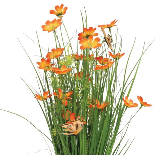 Floristik24 Bunch of grasses with flowers and butterflies Orange Artificial plants 70cm