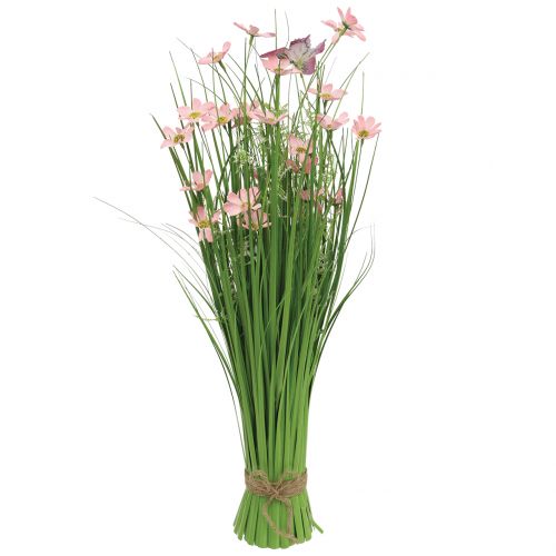 Floristik24 grass bunch with flowers and butterflies Rosa 70cm