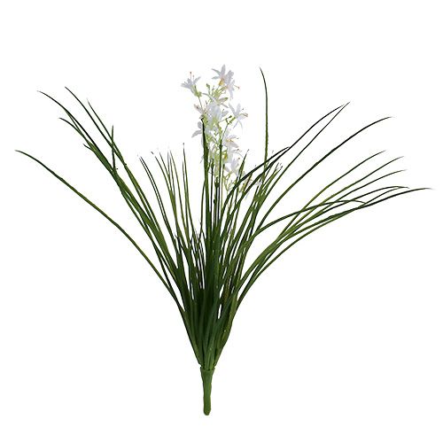 Product Grass bush with flowers green, white 3pcs
