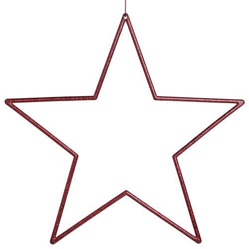 Product Large decorative stars red for hanging stars with glitter 24cm 6 pcs