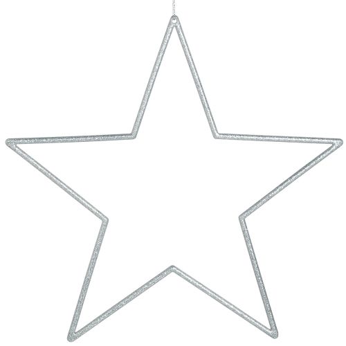 Floristik24 Large decorative stars silver glitter decoration for hanging 24cm 6 pcs