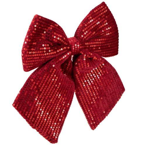 Large velvet bow with sequins dark red 20×22cm 2pcs