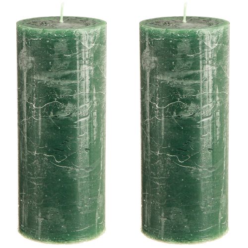 Product Large pillar candles green dark green 85x200mm 2 pcs