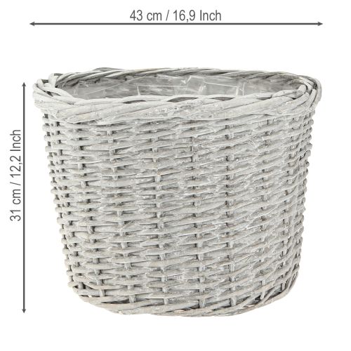 Product Large plant basket with foil white-grey Ø43/34/28cm set of 3