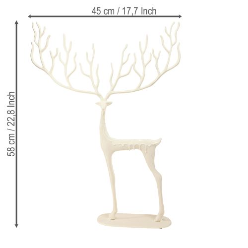 Product Large reindeer decoration metal Christmas decoration white H58cm