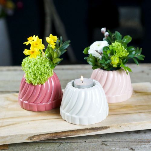 Floristik24 Gugelhupf tealight holder, table decoration, candle holder baking mold, decorative cake H7cm 3pcs