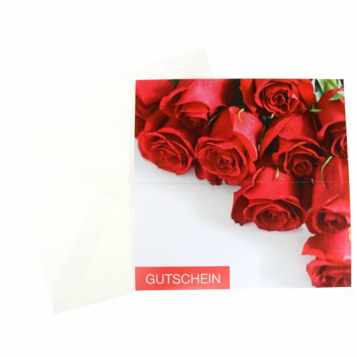 Product Gift card red roses + envelope 1 pc