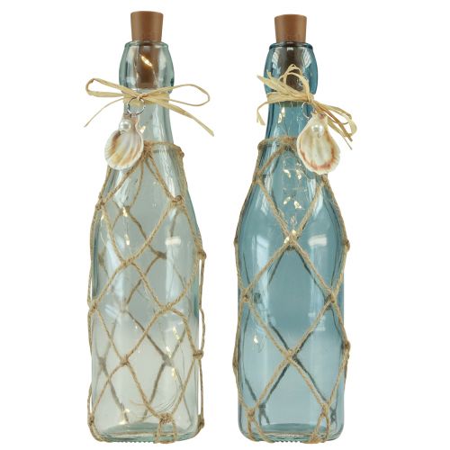 Product Glass bottle light blue micro LED fairy lights maritime H28cm 2pcs