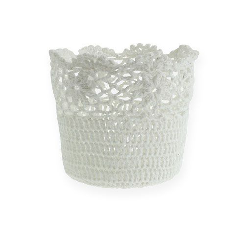 Floristik24 Crochet pot white Ø14cm H12.5cm