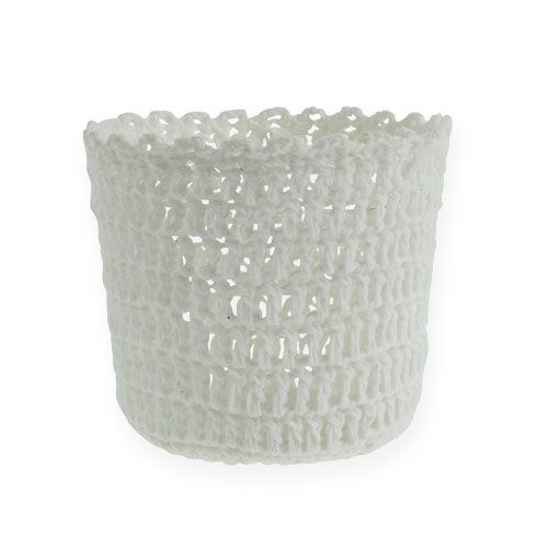 Floristik24 Crochet pot with insert white Ø11cm H9cm