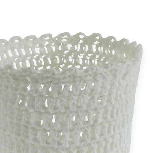 Product Crochet pot with insert white Ø11cm H9cm