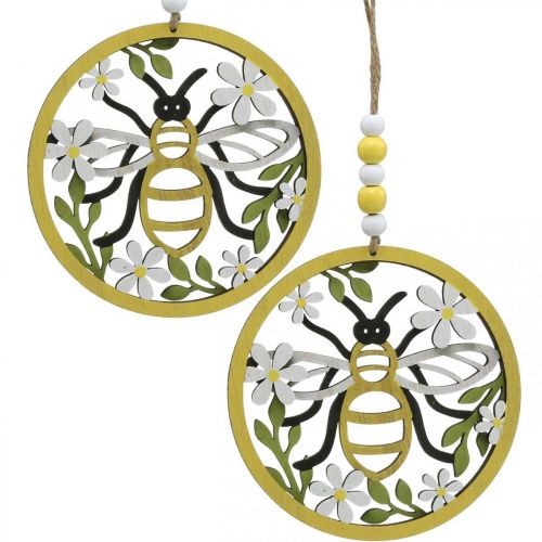 Product Bee to hang up wooden spring decoration pendant Ø12cm 4pcs