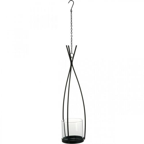 Lantern to hang hanging decoration balcony black Ø8cm H40cm