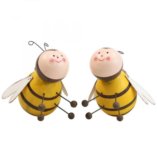 Hanging decoration bees decoration deco hanger wood metal 9.5cm 2pcs