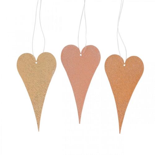 Floristik24 Hanging deco hearts to hang up orange/yellow 10cm 6pcs