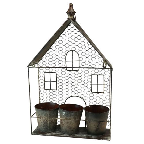 Floristik24 Hanging decoration metal decoration house wall decoration rust 3 pots 60cm