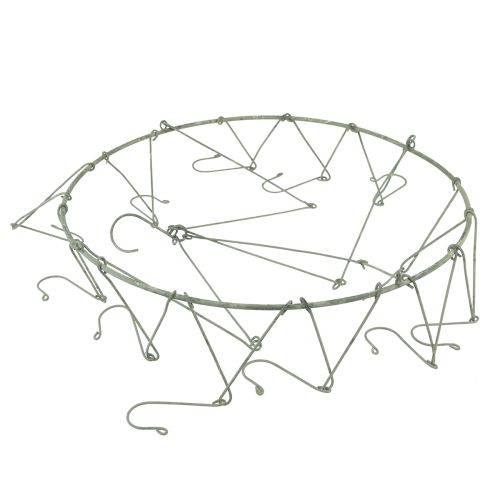 Floristik24 Hanging decoration metal decorative ring with 12 hooks grey Ø38cm H14cm