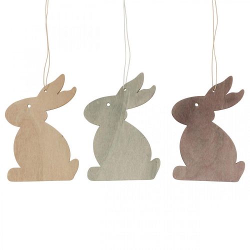 Floristik24 Easter hanging decoration, Easter bunny wood, Easter pendant 12cm 12pcs