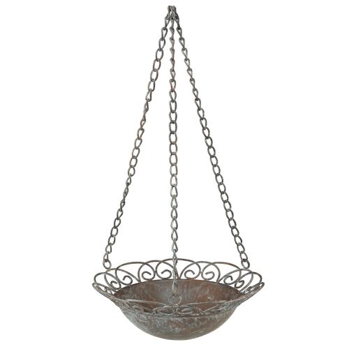 Hanging decoration bowl metal for hanging brown white Ø24.5/28cm