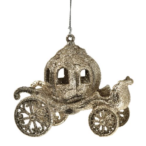 Floristik24 Hanging decoration Christmas carriage with glitter 11x5x8.5cm