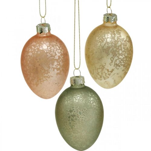 Floristik24 Easter egg to hang up golden, pink, green plastic 6.5cm 6pcs