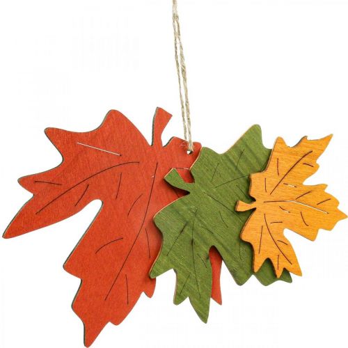 Product Autumn deco pendant wood leaves maple leaf 22cm 4pcs