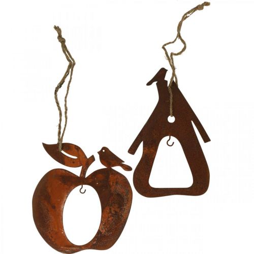 Product Deco hanger metal apple pear patina decoration 23/24cm 2pcs