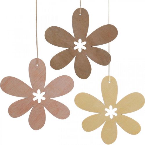 Floristik24 Decorative flower wooden pendant wooden flower purple/pink/yellow Ø12cm 12 pieces