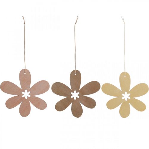 Floristik24 Decorative flower wooden pendant wooden flower purple/pink/yellow Ø12cm 12 pieces