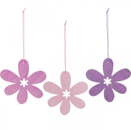 Floristik24 Decorative flower wooden pendant wooden flower purple/rose/pink Ø12cm 12pcs