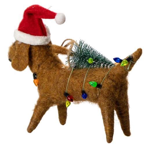 Dachshund Christmas Tree Ornaments Set, Felt, 16cm, Brown and Multicolored, Indoor Use Only | Floristik24.co.uk