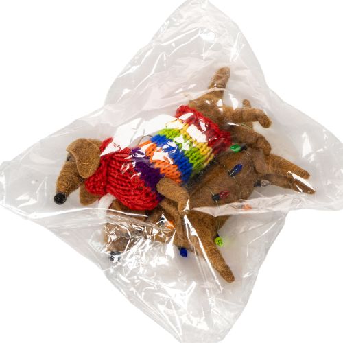 Dachshund Christmas Tree Ornaments Set, Felt, 16cm, Brown and Multicolored, Indoor Use Only | Floristik24.co.uk