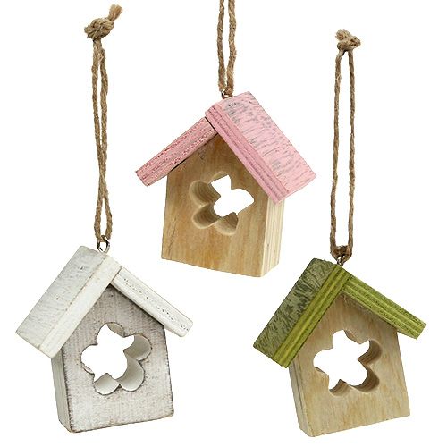 Floristik24 Hanger decoration house wood 5.5cm x 4cm x 6cm 6pcs