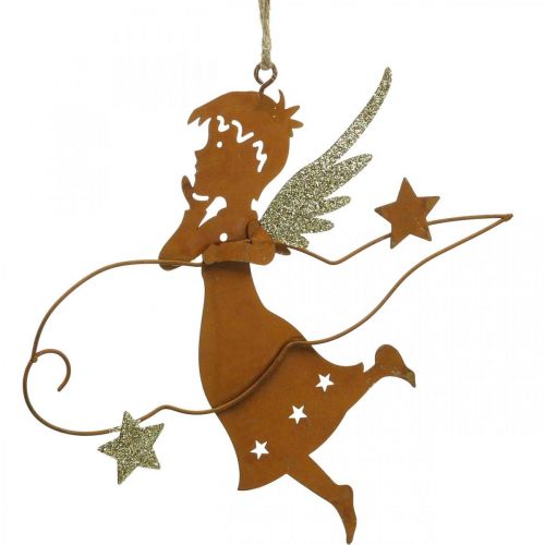 Floristik24 Decorative Hanging Christmas Angel Decoration Metal Rust 15cm 6 Pcs