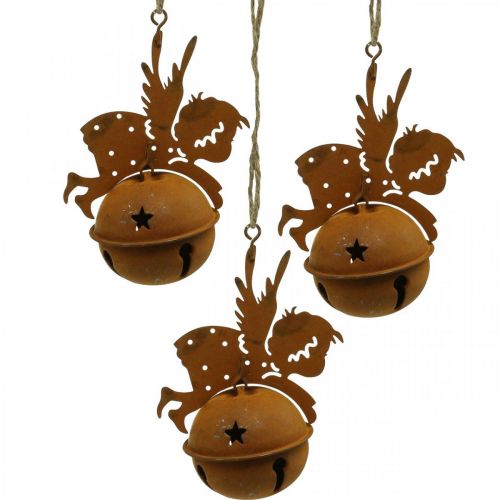 Floristik24 Christmas bell deco angel rust deco hanger H10cm 4pcs