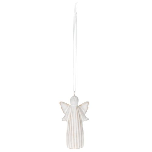 Set of 4 Ceramic Angel Hanging Decorations for Christmas Tree – 8cm, Grey | Floristik24.co.uk
