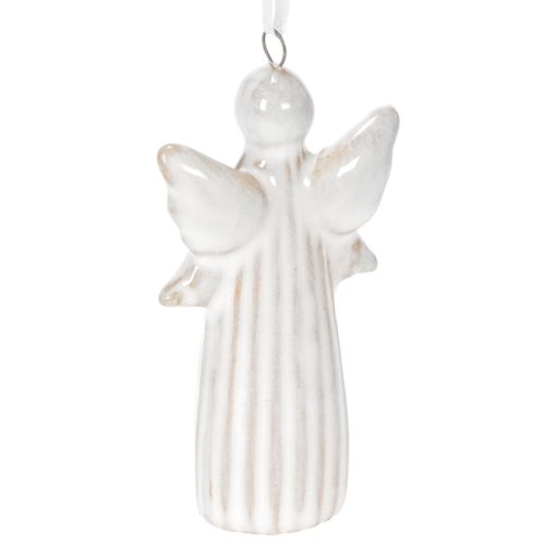 Set of 4 Ceramic Angel Hanging Decorations for Christmas Tree – 8cm, Grey | Floristik24.co.uk