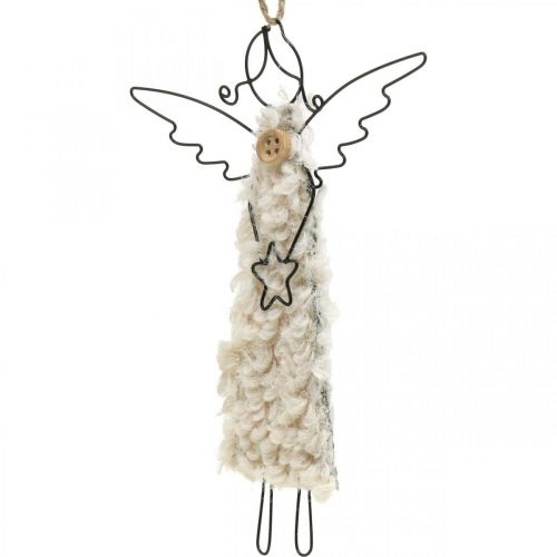 Floristik24 Angel pendant Christmas angel black, cream 13.5cm 4pcs