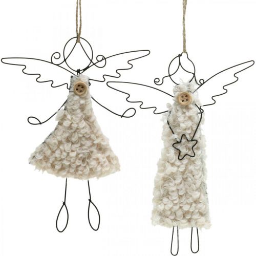 Floristik24 Angel pendant Christmas angel black, cream 13.5cm 4pcs