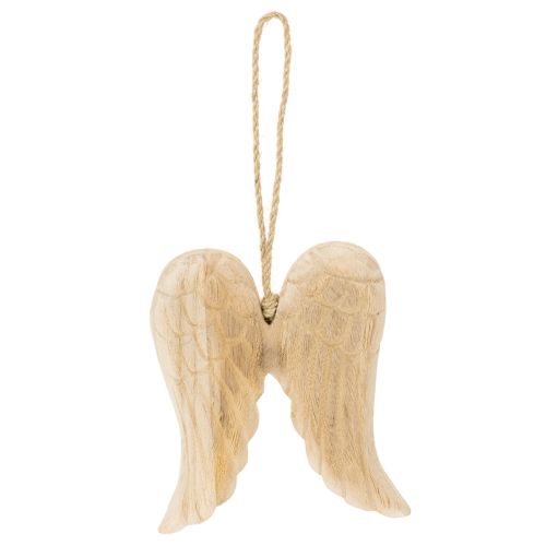 Wooden Angel Wings Hanging Ornament 12cm Natural Decoration | Floristik24.co.uk