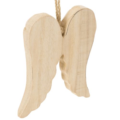 Wooden Angel Wings Hanging Ornament 12cm Natural Decoration | Floristik24.co.uk