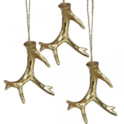 Floristik24 Christmas Decoration Antler Tree Decoration Gold 7.5cm 6 Pcs