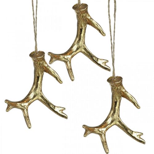 Floristik24 Christmas pendant deco antler tree decoration gold 7.5cm 6pcs