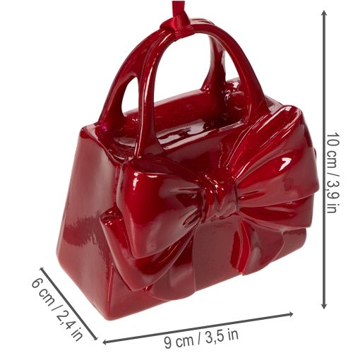 Decorative Polyresin Handbag Ornament with Bow for Hanging, 10cm, Bordeaux Red | Floristik24.co.uk