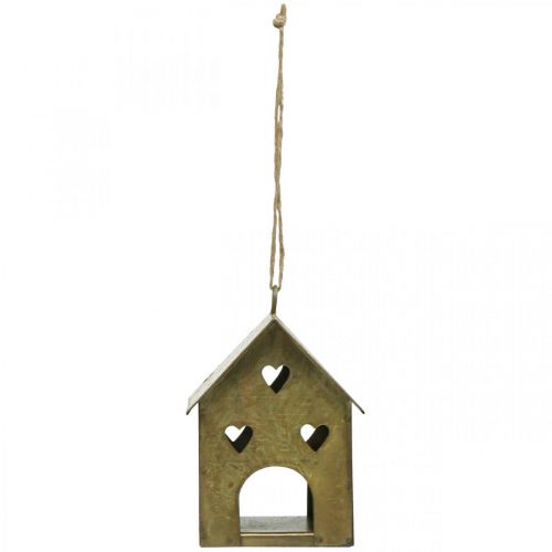 Product Christmas hanger metal house vintage gold H9.5cm 3pcs
