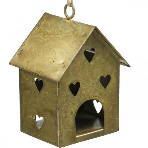 Product Christmas hanger metal house vintage gold H9.5cm 3pcs