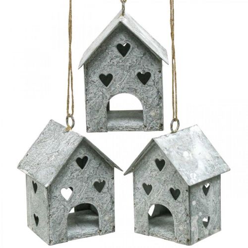 Floristik24 Christmas trailer metal house Shabby Chic H9.5cm 3pcs