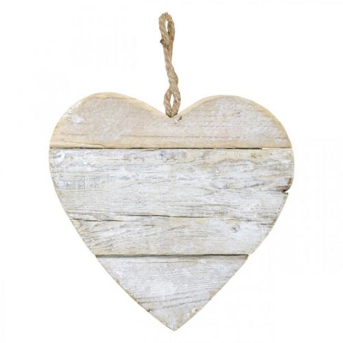 Heart made of wood, decorative heart for hanging, heart deco white 20cm
